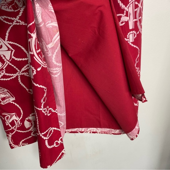 Talbots vintage Dk. red,nautical,100% breathable cotton, lined,wrap skirt SZ-12 - Picture 10 of 10